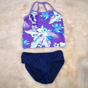 Girls Tropical Floral Tankini Bikini Set Size 4